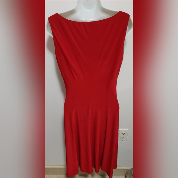 Evan-Picone candy cane red sleeveless empire dress - Picture 2 of 5